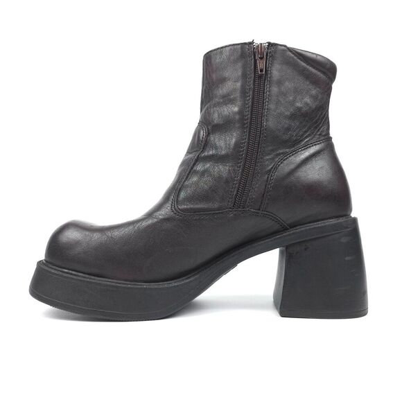 AMERICAN EAGLE 90s Vintage Leather Platform Ankle Boots Chunky Heel Y2k Grunge - Picture 5 of 13